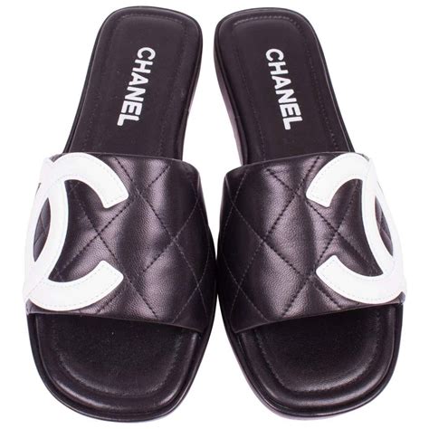 mens chanel slides|chanel sandals black and white.